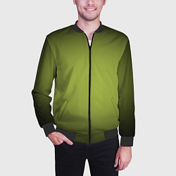 Бомбер мужской Оливковый фон и черная виньетка, градиент, цвет: 3D-черный — фото 2