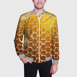 Бомбер мужской Текстура - соты улья, цвет: 3D-меланж — фото 2