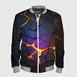 Бомбер мужской Неоновые трещины - лава, цвет: 3D-меланж