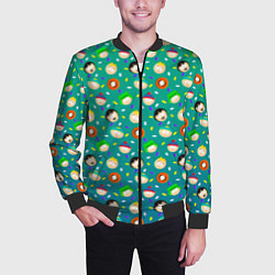 Бомбер мужской Южный Парк - паттерн персонажи, цвет: 3D-черный — фото 2