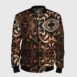 Бомбер мужской Золотой узор - паттерн, цвет: 3D-черный