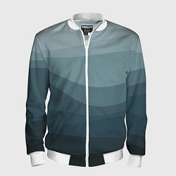 Бомбер мужской Бирюзовые волны, цвет: 3D-белый