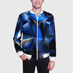 Бомбер мужской Polygon blue abstract, цвет: 3D-белый — фото 2