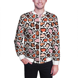Бомбер мужской Бесконечные цветные пятна леопарда, цвет: 3D-белый — фото 2