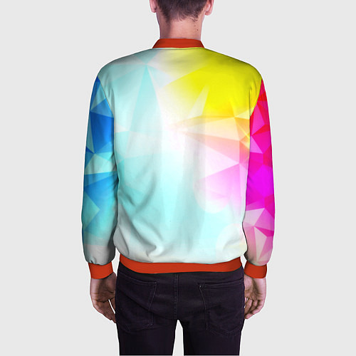 Мужской бомбер Gradient colors geometry / 3D-Красный – фото 4