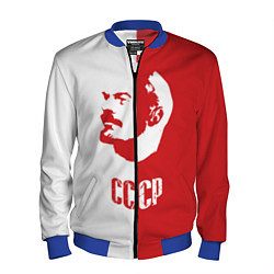 Бомбер мужской Красно белый Ленин, цвет: 3D-синий