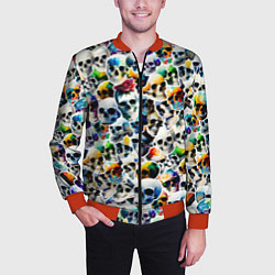 Бомбер мужской Акварельные черепа, цвет: 3D-красный — фото 2