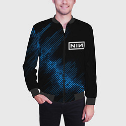 Бомбер мужской Nine Inch Nails звуковая волна, цвет: 3D-черный — фото 2