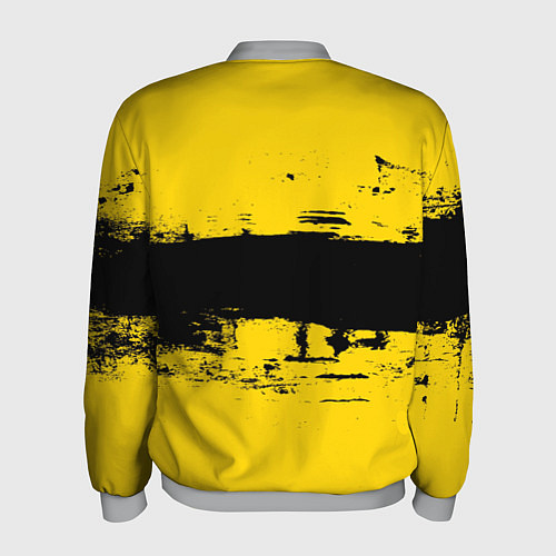 Мужской бомбер Черно-желтая полоса Cyberpunk 2077 / 3D-Меланж – фото 2