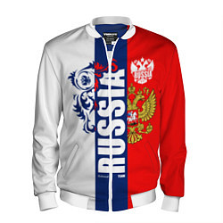 Бомбер мужской Russia national team: white blue red, цвет: 3D-белый