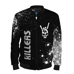 Бомбер мужской The Killers и рок символ на темном фоне, цвет: 3D-черный