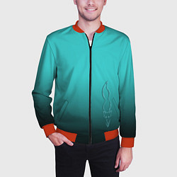 Бомбер мужской Силуэт лисы на градиентном фоне, цвет: 3D-красный — фото 2
