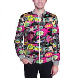 Бомбер мужской Глаза аниме-девушки: cool pattern, цвет: 3D-меланж — фото 2