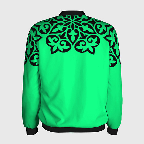 Мужской бомбер Мандала на неоновом кислотном цвете / 3D-Черный – фото 2