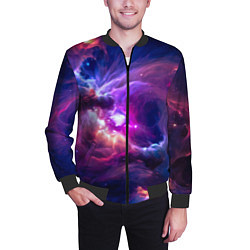 Бомбер мужской Небула в космосе в фиолетовых тонах - нейронная се, цвет: 3D-черный — фото 2