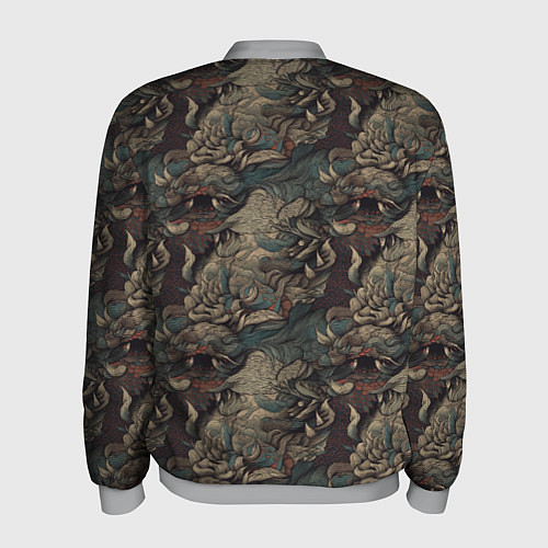 Мужской бомбер Тёмный фон с элементами дракона / 3D-Меланж – фото 2