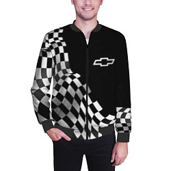Бомбер мужской Chevrolet racing flag, цвет: 3D-черный — фото 2