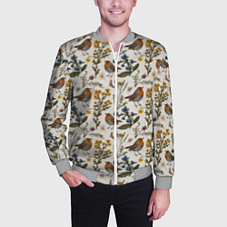 Бомбер мужской Птицы малиновки и зверобой, цвет: 3D-меланж — фото 2