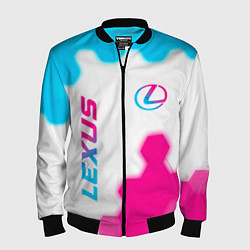 Бомбер мужской Lexus neon gradient style: надпись, символ, цвет: 3D-черный