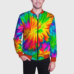 Бомбер мужской Тай-дай кислотные краски, цвет: 3D-красный — фото 2