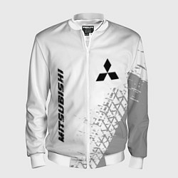 Бомбер мужской Mitsubishi speed на светлом фоне со следами шин: н, цвет: 3D-белый