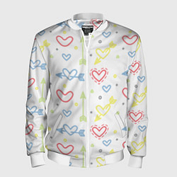 Бомбер мужской Color hearts, цвет: 3D-белый