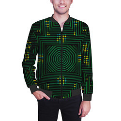 Бомбер мужской Зелёная электросхема, цвет: 3D-черный — фото 2