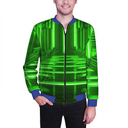 Бомбер мужской Зеленые световые объекты, цвет: 3D-синий — фото 2