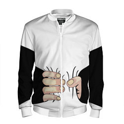 Бомбер мужской Рука сжимает талию, цвет: 3D-белый