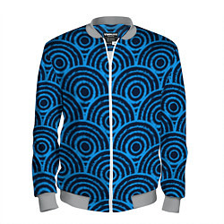 Бомбер мужской Синие круги паттерн, цвет: 3D-меланж
