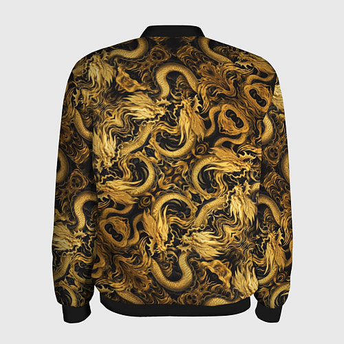 Мужской бомбер Золотые китайские драконы / 3D-Черный – фото 2