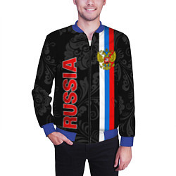 Бомбер мужской Russia black style, цвет: 3D-синий — фото 2