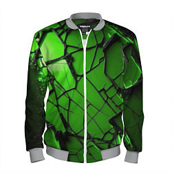 Бомбер мужской Зеленое треснутое стекло, цвет: 3D-меланж