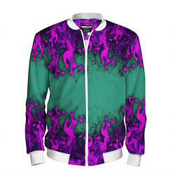 Бомбер мужской Фиолетовое пламя, цвет: 3D-белый