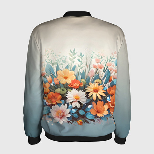 Мужской бомбер Цветочная лиса / 3D-Черный – фото 2