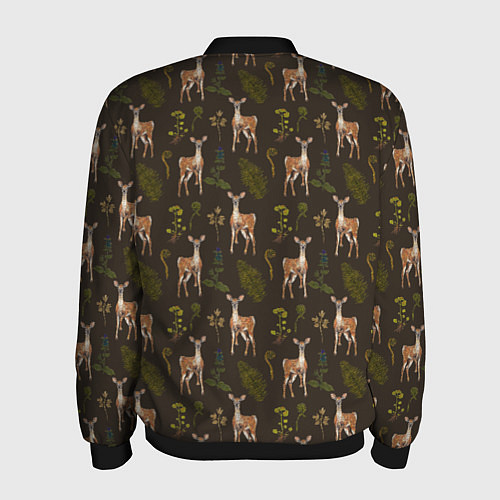 Мужской бомбер Олени и растения / 3D-Черный – фото 2