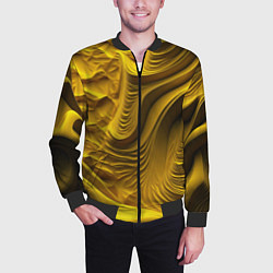 Бомбер мужской Объемная желтая текстура, цвет: 3D-черный — фото 2