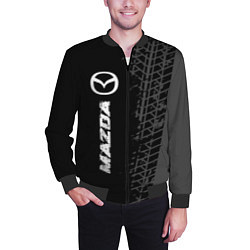 Бомбер мужской Mazda speed на темном фоне со следами шин: по-верт, цвет: 3D-черный — фото 2