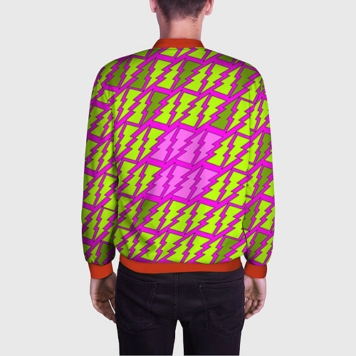 Мужской бомбер Ретро молнии розово-жёлтые / 3D-Красный – фото 4