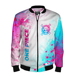 Мужской бомбер One Piece neon gradient style: надпись, символ