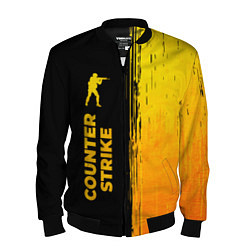 Бомбер мужской Counter Strike - gold gradient: по-вертикали, цвет: 3D-черный