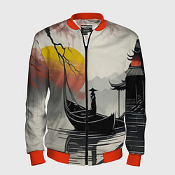 Бомбер мужской Красота Японии, цвет: 3D-красный