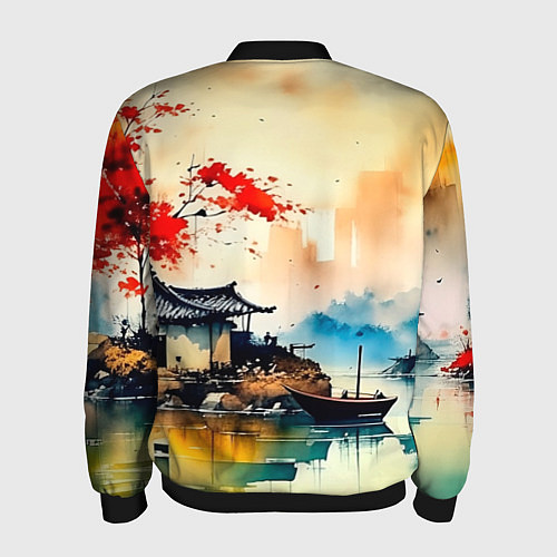 Мужской бомбер Краски природы / 3D-Черный – фото 2