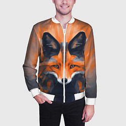 Бомбер мужской Нарисованная огненная лиса, цвет: 3D-белый — фото 2
