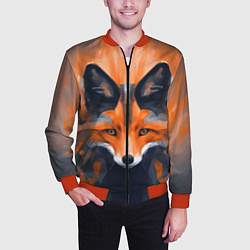 Бомбер мужской Нарисованная огненная лиса, цвет: 3D-красный — фото 2