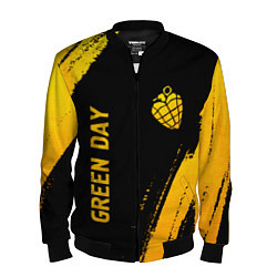Бомбер мужской Green Day - gold gradient: надпись, символ, цвет: 3D-черный