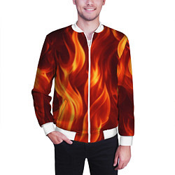 Бомбер мужской Пламя огня, цвет: 3D-белый — фото 2