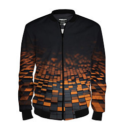 Бомбер мужской Черные и оранжевые пиксели, цвет: 3D-черный