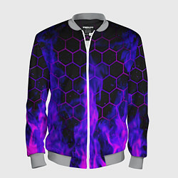 Бомбер мужской Неоновый огонь и соты, цвет: 3D-меланж