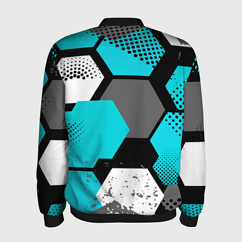 Мужской бомбер Шестиугольники абстрактный фон / 3D-Черный – фото 2